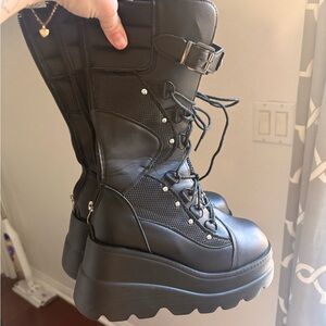 Black Platform Combat Boots